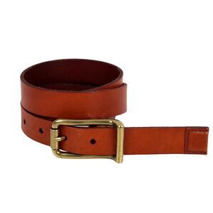 COMMUNITY BROWN GENUINE LEATHER 7/8"Wd SKINNY DRESS WOMEN'S BELT Sz M (X73